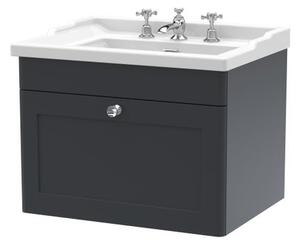 Classique Wall Mounted 1 Drawer Vanity Unit with Ceramic Basin