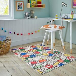 Funky Doodles Washable Faux Fur Rug