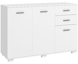 HOMCOM Sideboard, Modern Storage Cabinet with 2 Drawers, 3 Doors and Adjustable Shelves, Kitchen Cabinet for Living Room, Dining Room, White