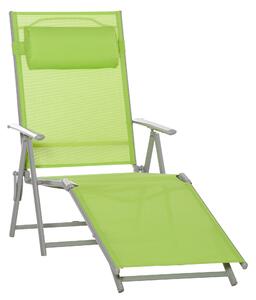 Outsunny Folding Sun Lounger, Outdoor Chaise Lounge Recliner with Pillow and 7 Adjustable Backrest for Lawn, Garden