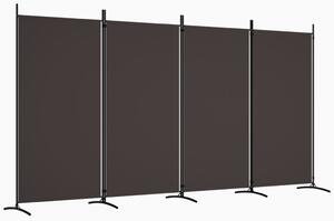 4-Panel Room Divider Brown 346x180 cm Fabric