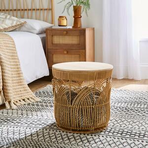 Faux Rattan Small Storage Basket with Lid