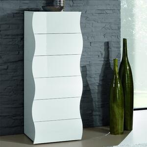 Ice Tall High Gloss Chest Of 6 Drawers In White