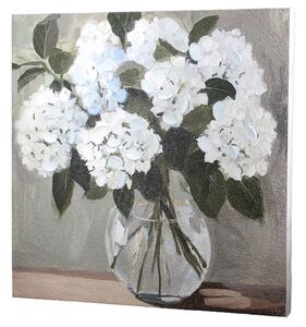 Colindale Canvas Flower Wall Art In Grey And White