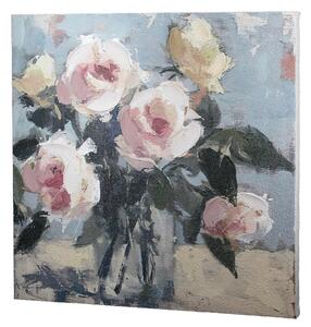 Colindale Canvas Flower Wall Art In Green And Pink