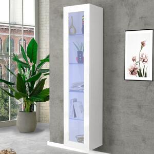Mcrae Wooden LED Display Cabinet With 1 Glass Door In Matt White