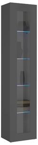 Mcrae Wooden LED Display Cabinet With 1 Glass Door In Matt Anthracite