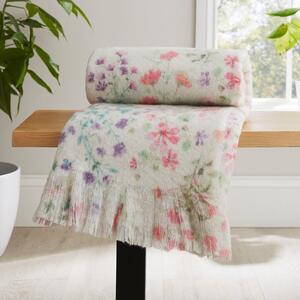 Watercoloured Floral Throw Blanket 130cm x 180cm