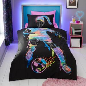 Football Graphic Girls Single Duvet Cover and Pillowcase Set