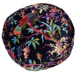 Paradise Round Filled Cushion 50cm x 12cm Black