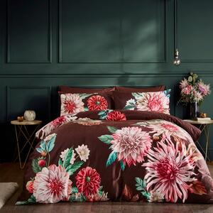 Allouise Floral Brown Luxury Velvet Duvet Cover and Pillowcase Set