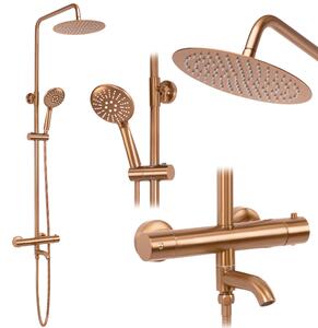 Shower set with thermostat REA Lungo Copper Brush