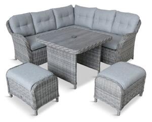 Sewanee Rattan Garden Square Dining Set In Stone