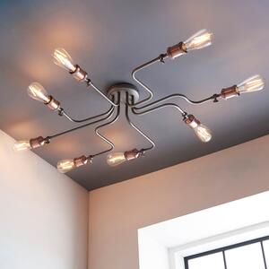 Endon 81610 Hal 8 Light Semi Flush Ceiling Light In Aged Copper And Aged Pewter Finish