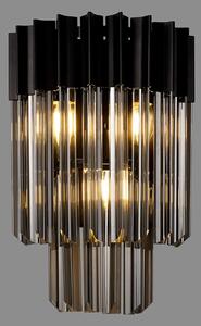Prestige Metro Stunning Wall Light In Matt Black With Smoke Sculptured Glass