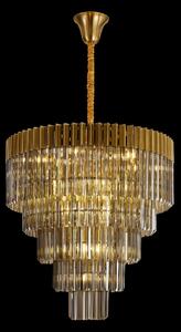 Prestige Metro Large Tiered Ceiling Pendant Light In Brass With Smoked Sculptured Glass 80cm