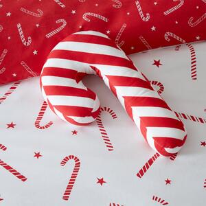 Catherine Lansfield Candy Cane Fleece Cushion Red