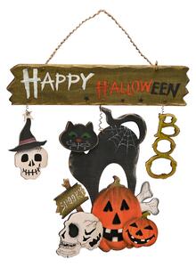 Happy Halloween Hanging Plaque Multicoloured