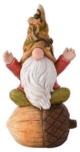 Autumn Gnome Sat on Acorn Indoor Outdoor Ornament Brown