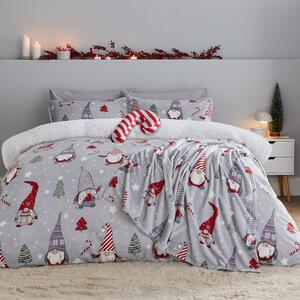 Catherine Lansfield Festive Gnomes Fleece Duvet Cover and Pillowcase Set