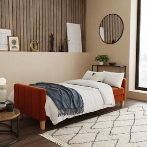 Harlow Storage Double Sofa Bed, Flatweave Velvet Orange Umber