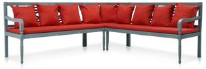 3 Piece Garden Lounge Set Solid Acacia Wood Grey and Red