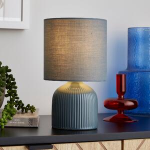 Hebe Ribbed Ceramic Table Lamp Pacific Blue