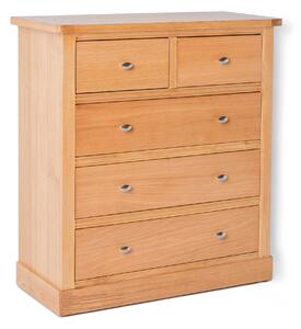 Hampshire Light Oak Chest of Drawers with Plinth | Solid Oak 5 Drawers