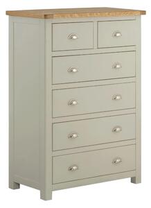 Padstow Grey Painted 2 over 4 Chest of Drawers, Oak Top | Solid Wood