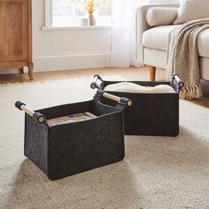 Set of 2 Felt Fabric Storage Box