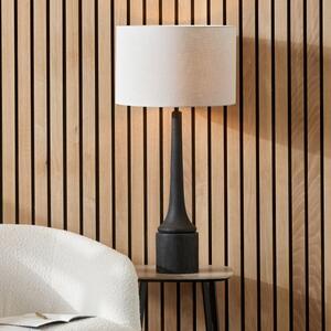 Marin Black Wood Tall Neck Table Lamp with 40cm Linen Drum Shade