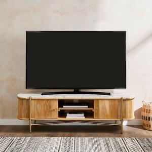 Alina Fluted Wide TV Unit, Mango Wood fo TVs up to 60"