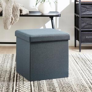 Faux Linen Cube Ottoman