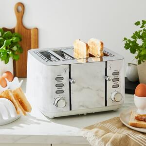 White Marble 4 Slice 1.5KW Toaster