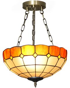 HOMCOM Tiffany Style Ceiling Light, Vintage Chandelier with 3 E27 Sockets, Semi Flush Mount for Living Room, Bulbs Not Included