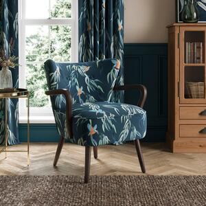 Eliza Flatweave Kingfisher Print Wooden Armchair