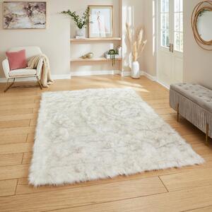 Polar Plush Shaggy Rug White Grey