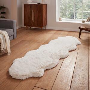 Super Teddy Double Sheepskin - 60cm x 180cm Shaggy Rug Ivory