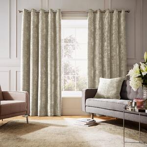 Hyperion Selene Luxury Chenille Weighted Ready Made Eyelet Curtains Cream