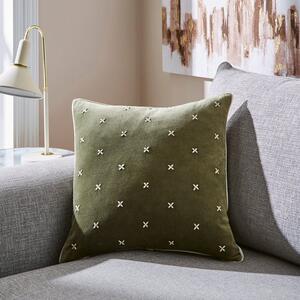 Cross Stitch Cotton Velvet Square Cushion