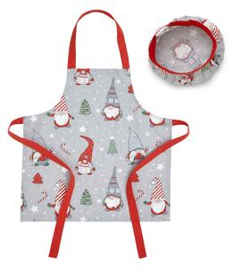 Catherine Lansfield Dining Christmas Gnomes Cotton Kids Apron Red