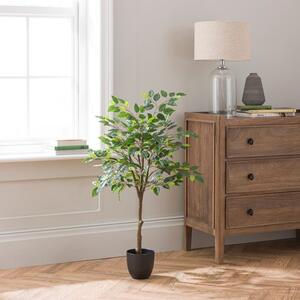 Artificial Ficus Tree in Black Cement Plant Pot