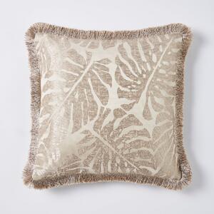 Luxe Jacquard Palm Cushion Gold