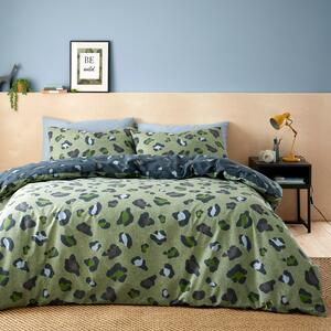 Leopard Khaki Duvet Cover & Pillowcase Set Khaki (Green)
