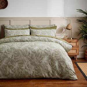 Jaden Palm Olive Duvet Cover and Pillowcase Set