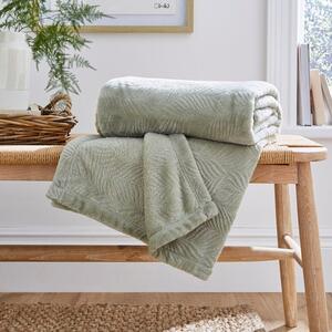 Leila Leaf Fleece Throw Blanket 130cm x 170cm