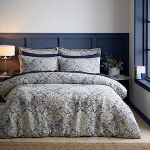 Rayna Damask Jacquard Blue Duvet Cover and Pillowcase Set