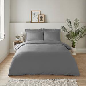 Super Soft Microfibre Plain Duvet Cover and Pillowcase Set Dove (Grey)