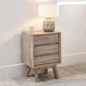 Pacific Kalmar 3 Drawer Bedside Table, Natural Acacia