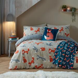 Fusion Snug Foraging Fox Natural Duvet Cover and Pillowcase Set